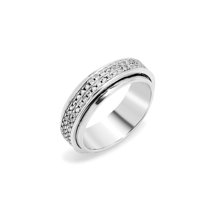Sterling Silver CZ Pave Eternity Spinner Ring