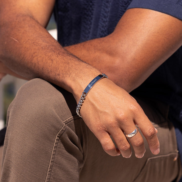 Slim Figaro Link Stainless Steel ID Bracelet