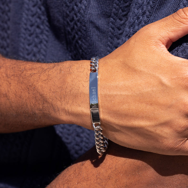 Slim Figaro Link Stainless Steel ID Bracelet
