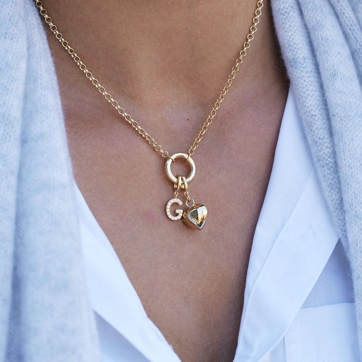 Custom Initial Heart Charm Necklace