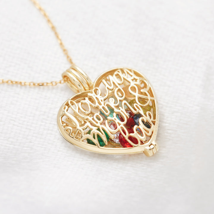 Custom Moon and Back Round Birthstone Locket