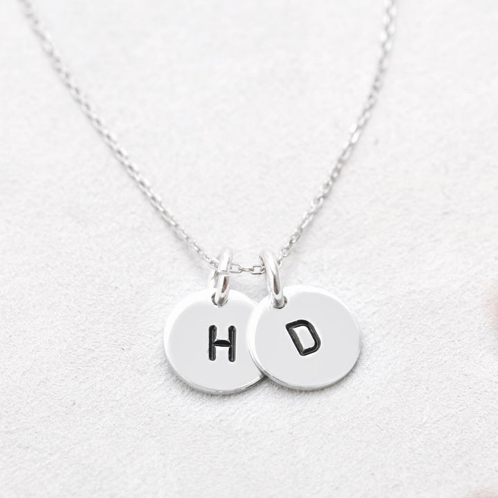 Hand Stamped Tag Mini Initial Necklace