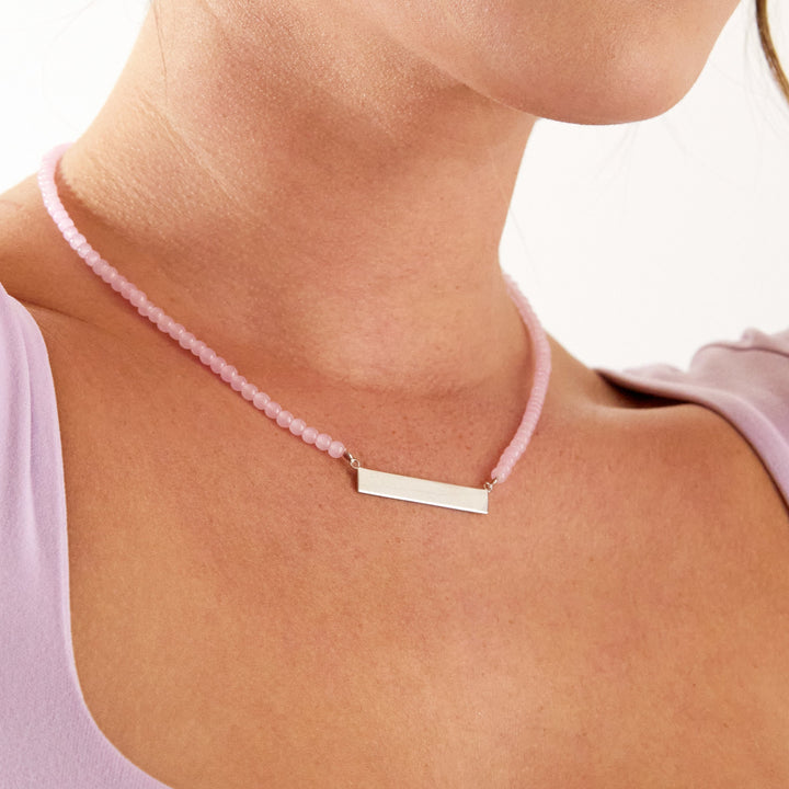 Engravable Roman Numeral Bar Necklace