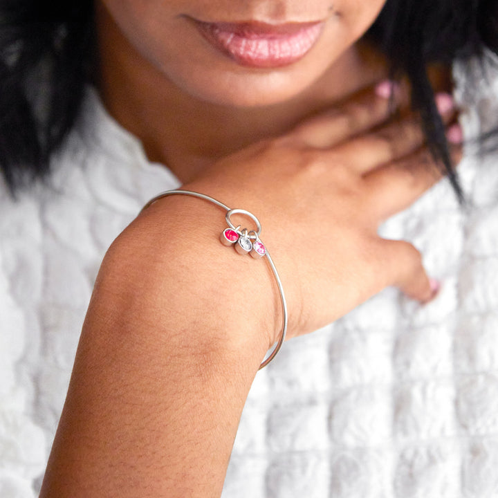 Custom Birthstone Charm Bangle Bracelet