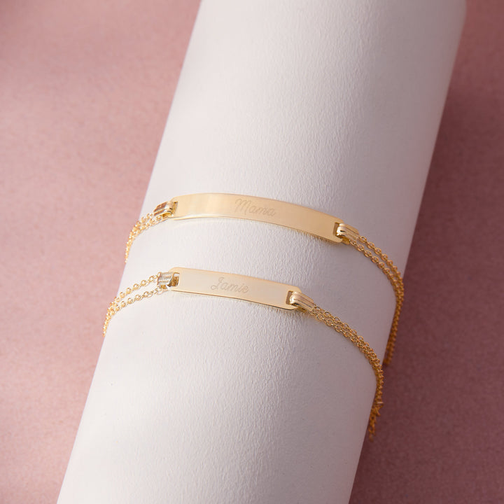 Mom & Baby Engravable Name Bracelet Set