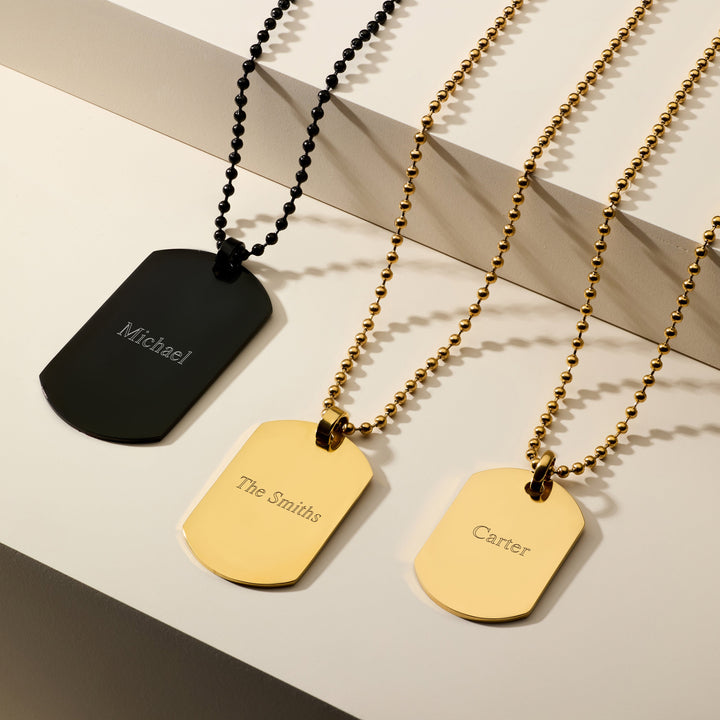 Black Plated Large Stainless Steel Dog Tag