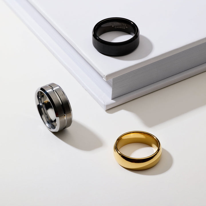 7 mm Gold Comfort Fit Tungsten Band