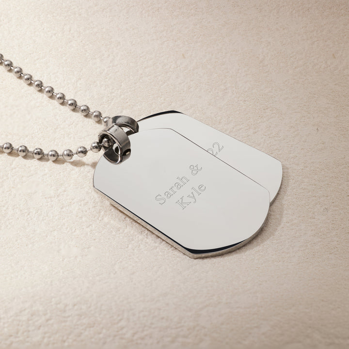 Medium Stainless Steel Double Dog Tag Necklace