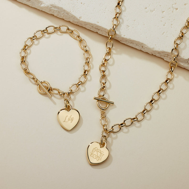 Engravable Heart Toggle Necklace