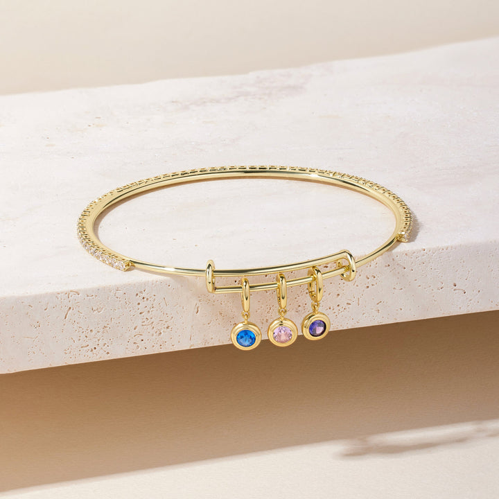 CZ Tennis Birthstone Charm Bangle