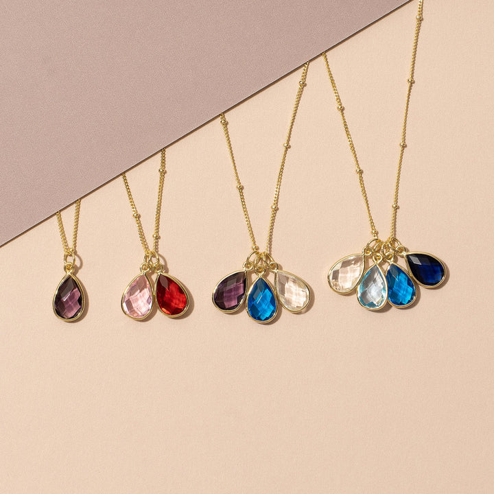Gold Four Stone Teardrop Gemstone Pendant