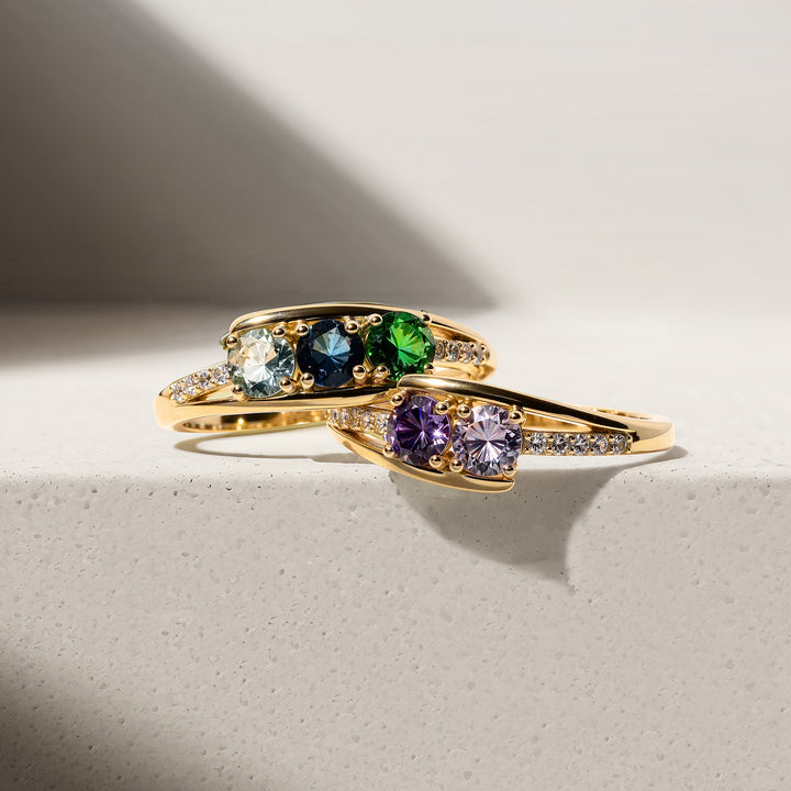 Petite 3 Stone Gold Birthstone Mother&