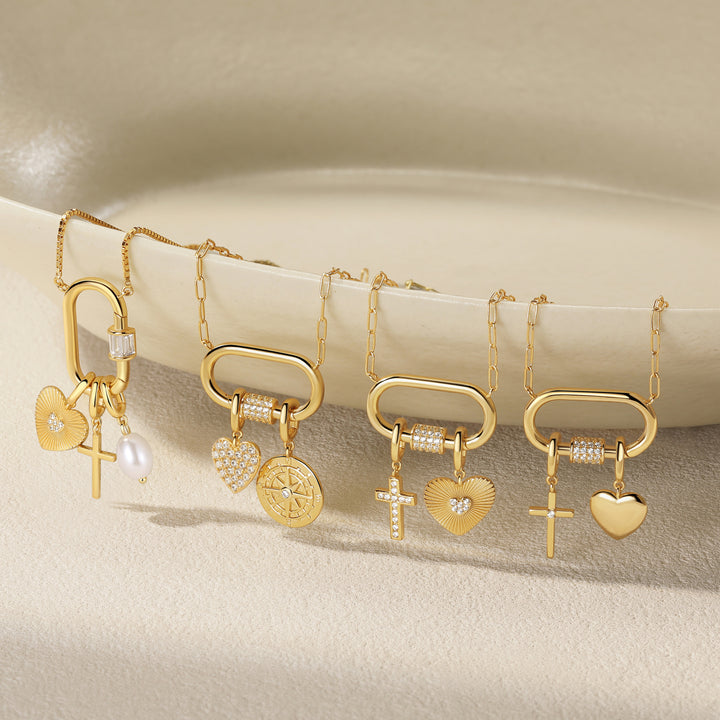 Carabiner Cross Charm Necklace
