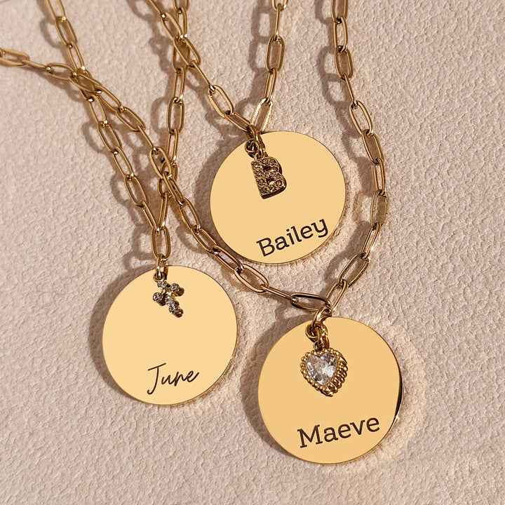 Engravable Name Cross Charm Necklace