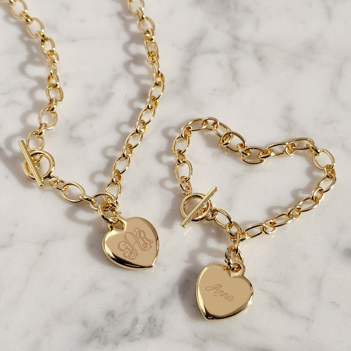 Engravable Heart Toggle Necklace