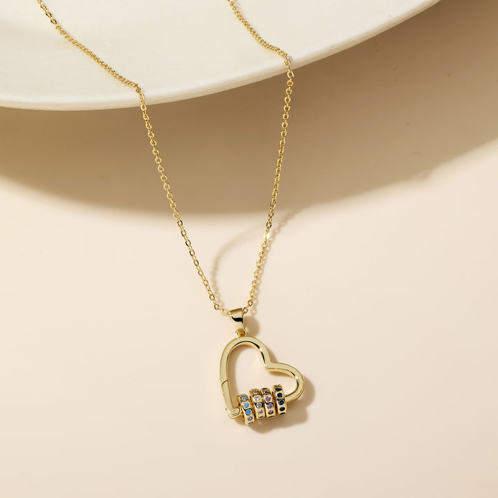 Custom Birthstone Open Heart Necklace