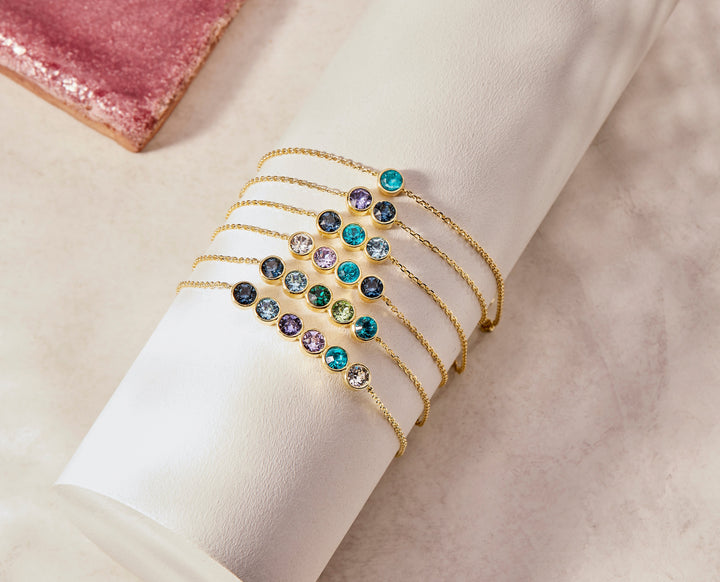 Custom Birthstone Bezel Set Bracelet