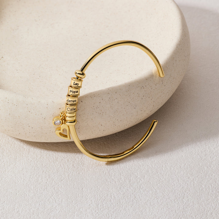 Engravable Charm Bead Bangle Bracelet