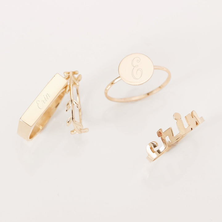 Custom Modern Script Name Ring