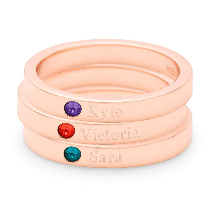 Custom Stacking Name and Birthstone Ring