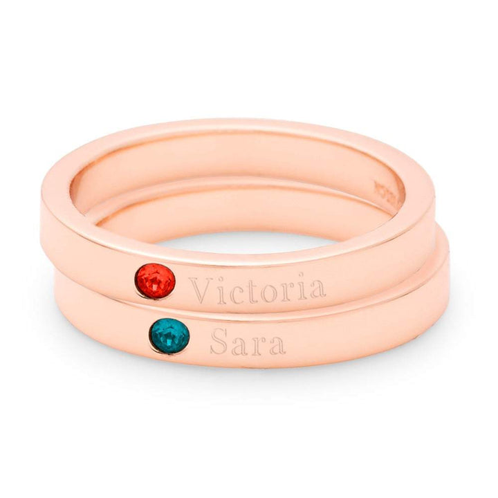 Custom Stacking Name and Birthstone Ring