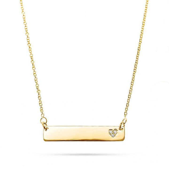 Engravable Petite Name Bar with Diamond Heart