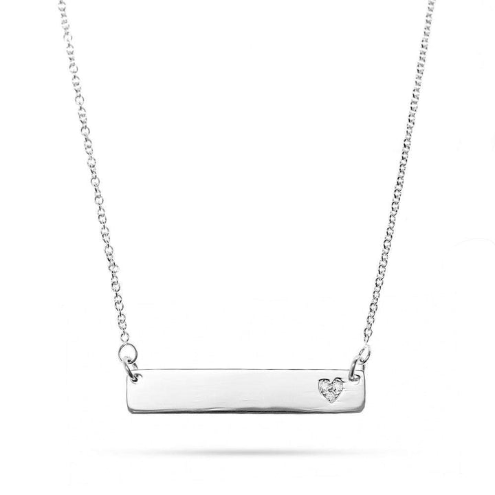 Engravable Petite Name Bar with Diamond Heart