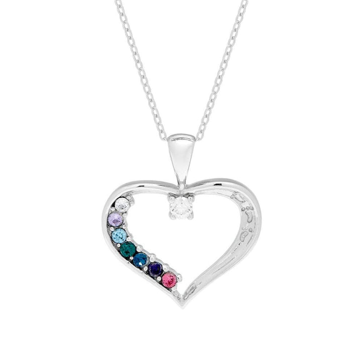 Custom Birthstone Mothers Heart Pendant