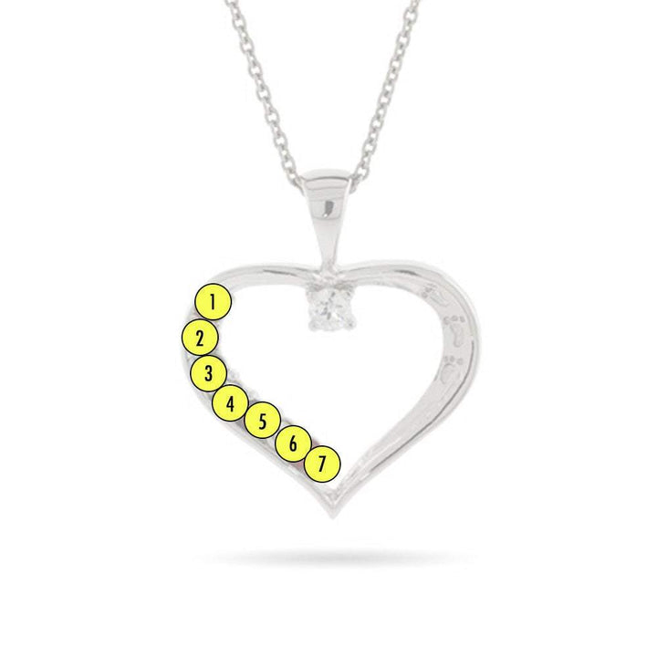 Custom Birthstone Mothers Heart Pendant