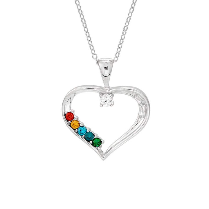 Custom Birthstone Mothers Heart Pendant