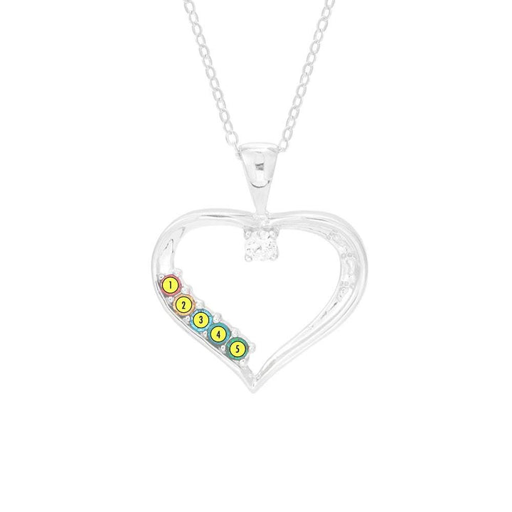 Custom Birthstone Mothers Heart Pendant