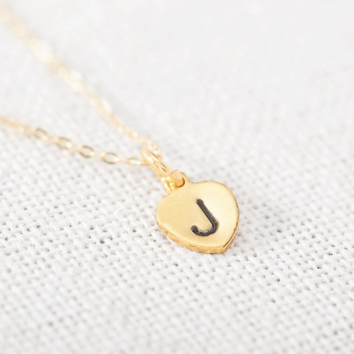 Custom Hand Stamped Heart Tag Mini Initial Necklace