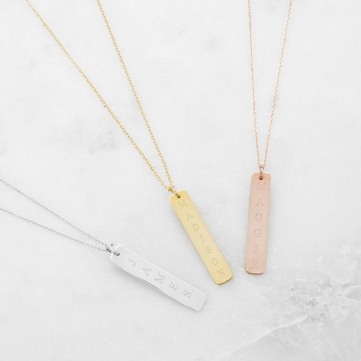 Engravable Vertical Name Bar Pendant