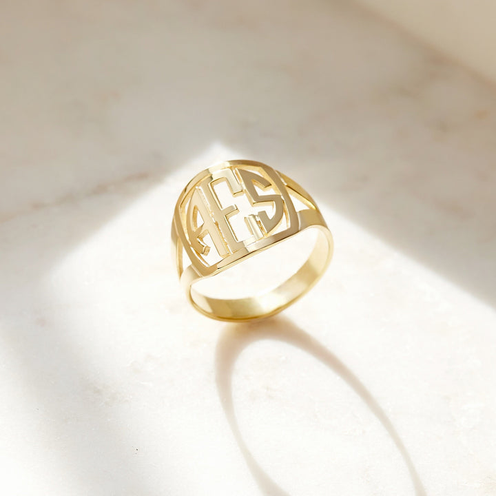 Custom Block Monogram Ring