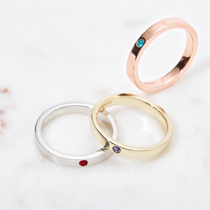 Custom Stacking Name and Birthstone Ring