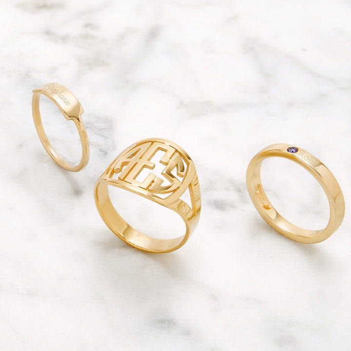Custom Block Monogram Ring