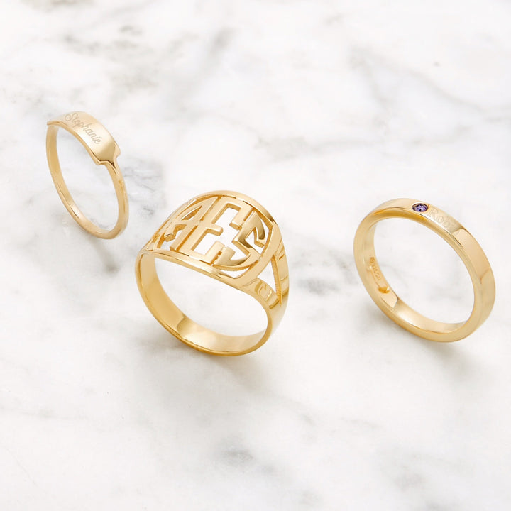 Custom Stacking Name and Birthstone Ring