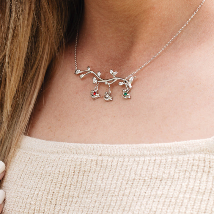 Custom Birthstone Birds on Branch Mother&