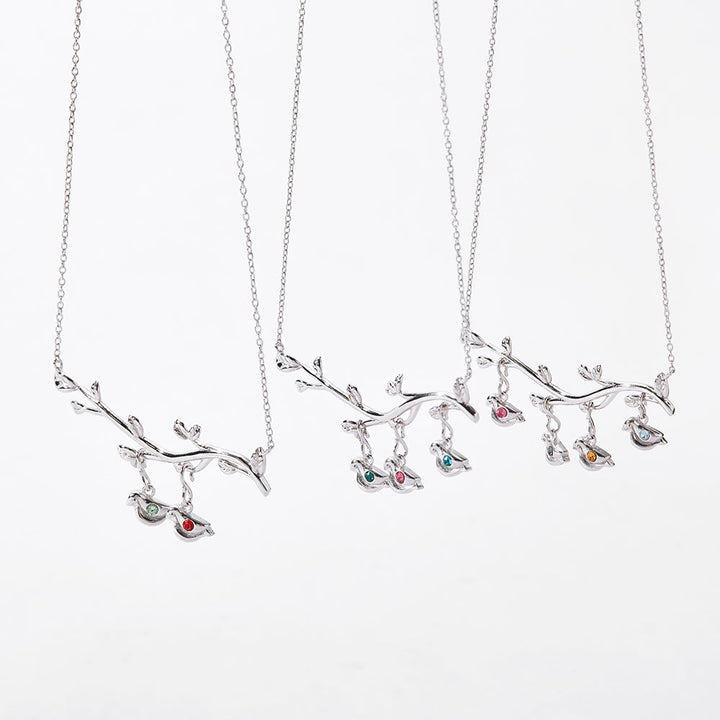 Custom Birthstone Birds on Branch Mother&