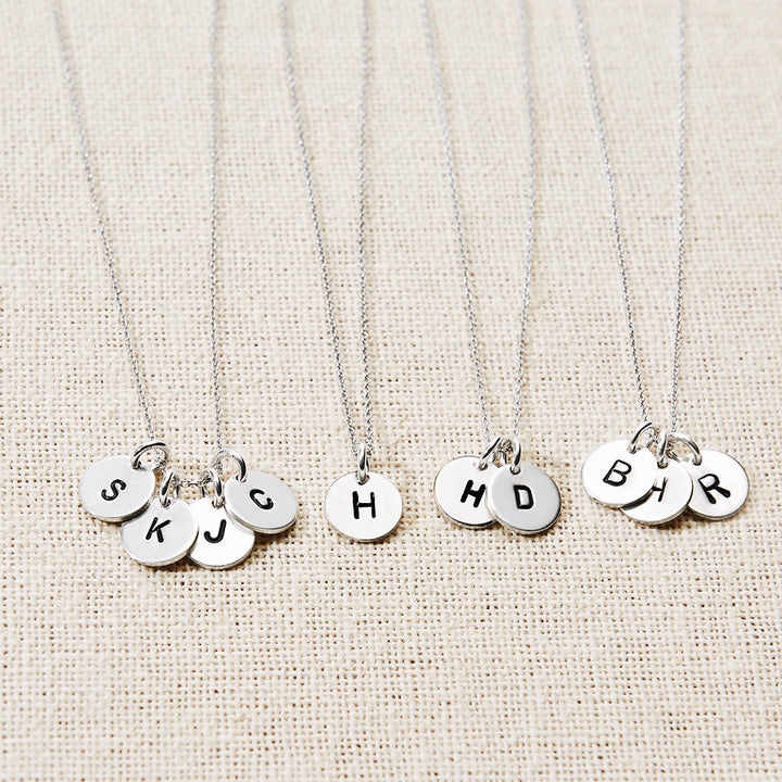 Hand Stamped Tag Mini Initial Necklace