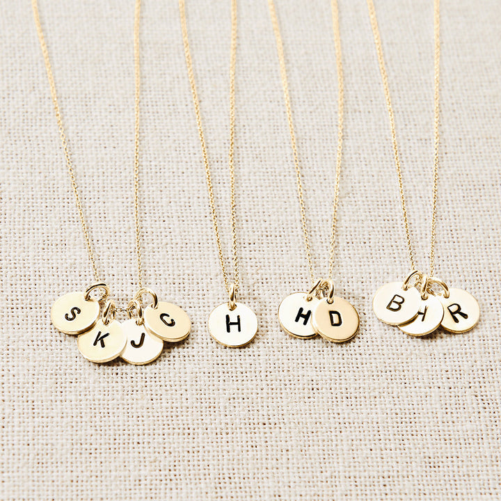 Hand Stamped Tag Mini Initial Necklace
