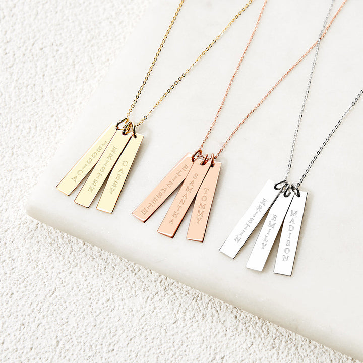 Engravable Vertical Name Bar Pendant
