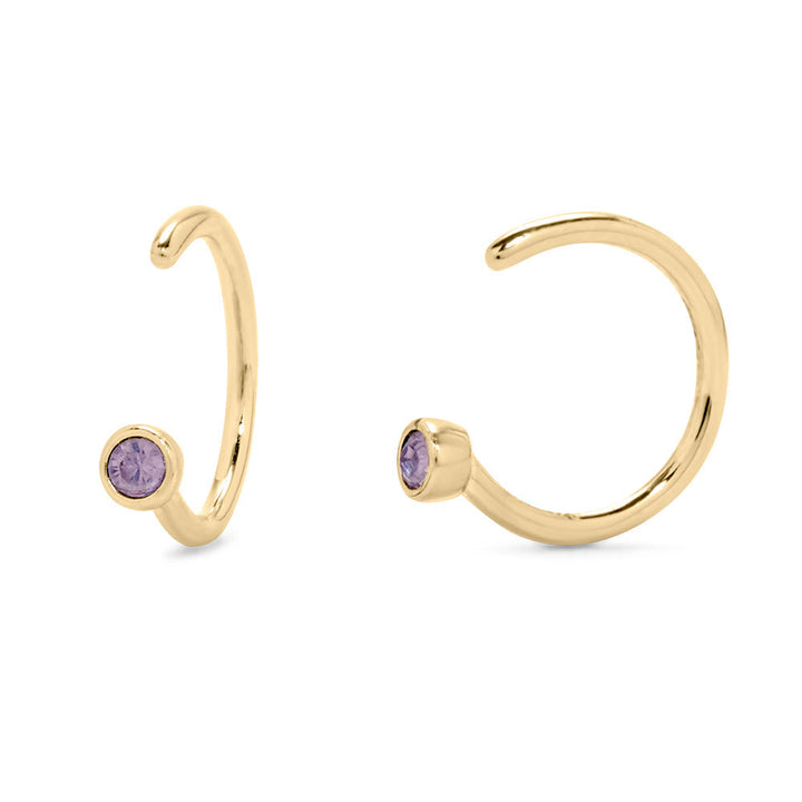 Custom Birthstone Bezel Set Cuff Earrings