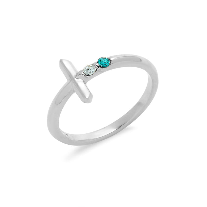 Custom Cross Birthstone Ring