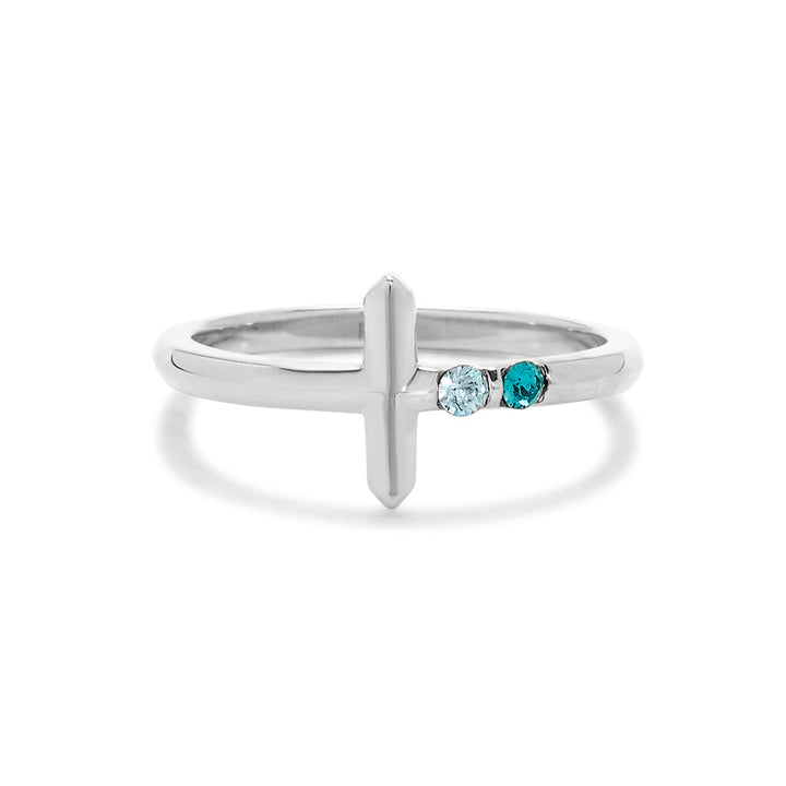 Custom Cross Birthstone Ring