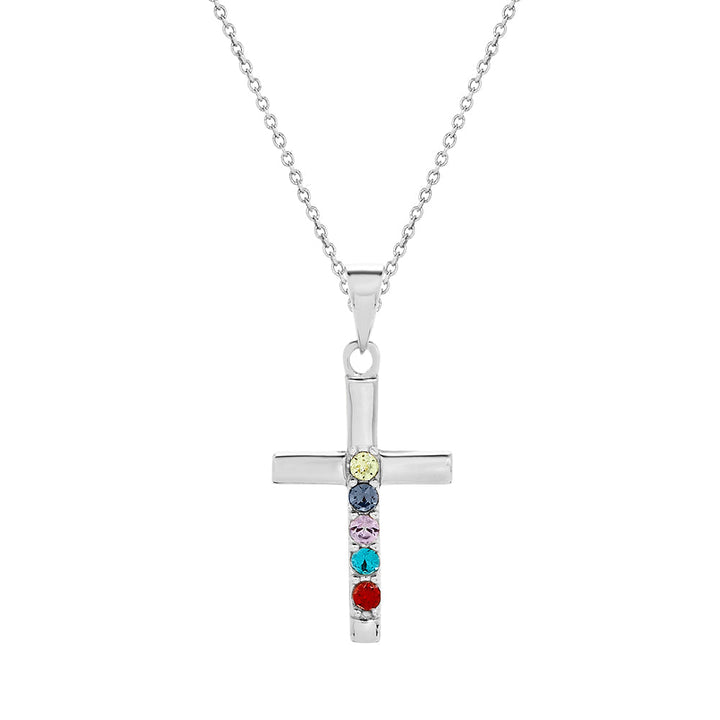 Custom Cross Birthstone Pendant