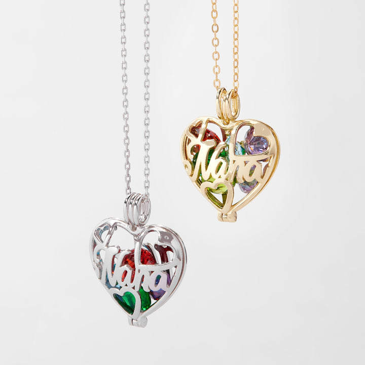 Custom Nana Round Birthstone Heart Locket