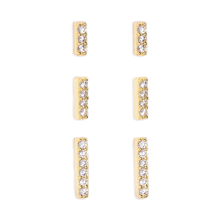 CZ Bar Earring Set