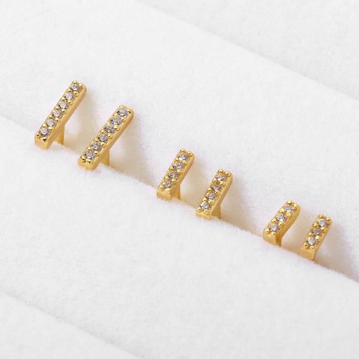CZ Bar Earring Set