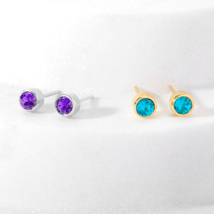 Custom Bezel Set Stud Earrings
